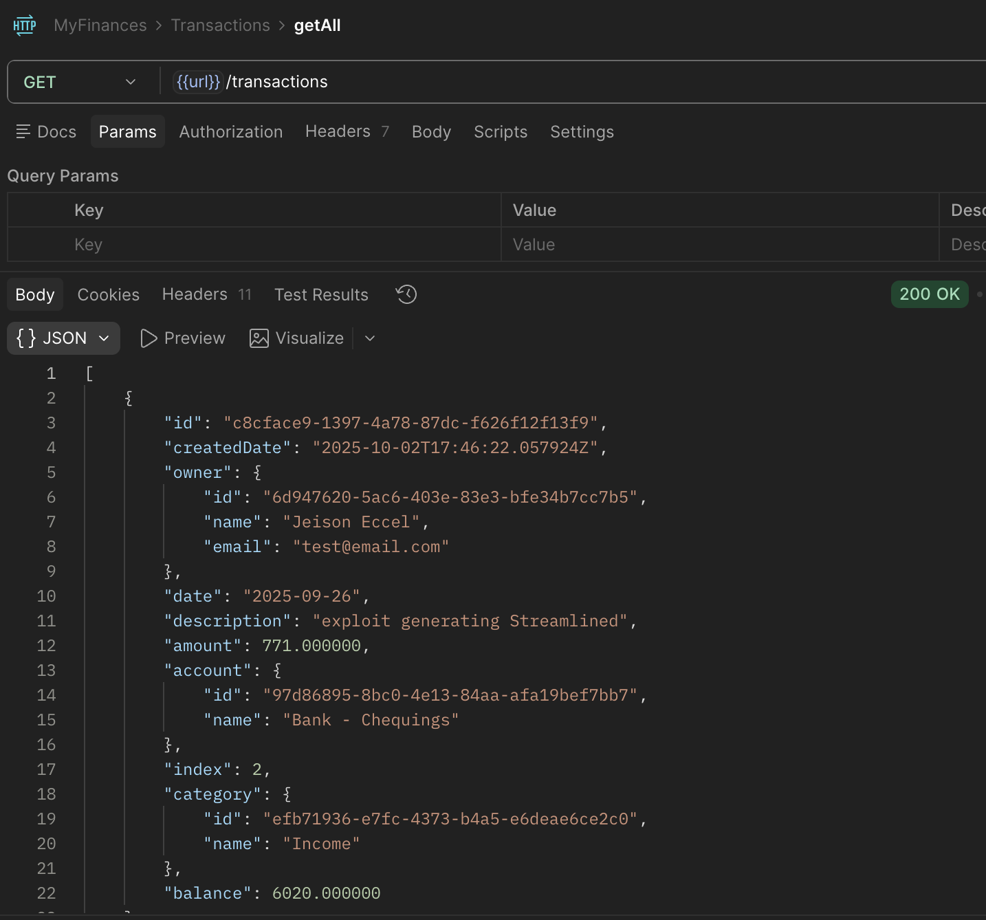 My Finances API